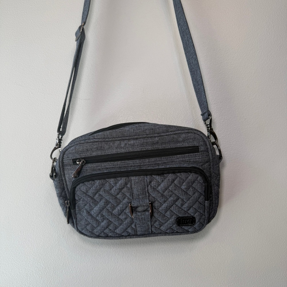 Lug Carousel XL RFID Women's Crossbody Bag Purse Heather Grey Quilted Travel